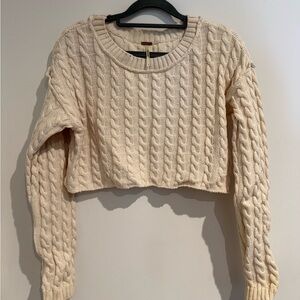 Free People Cable Knit Cropped Sweater